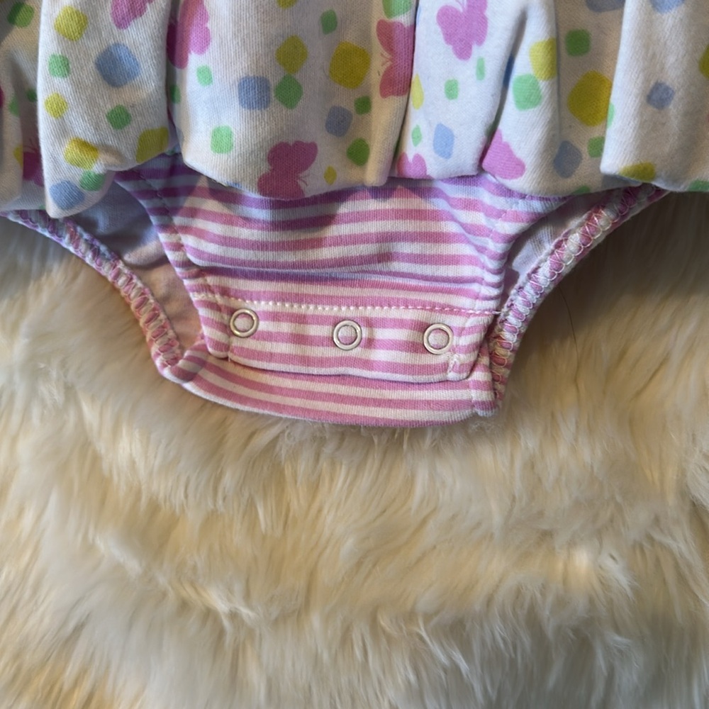 Little Me Pink and White Baby Dress with Butterfly Print - Picture 3 of 7